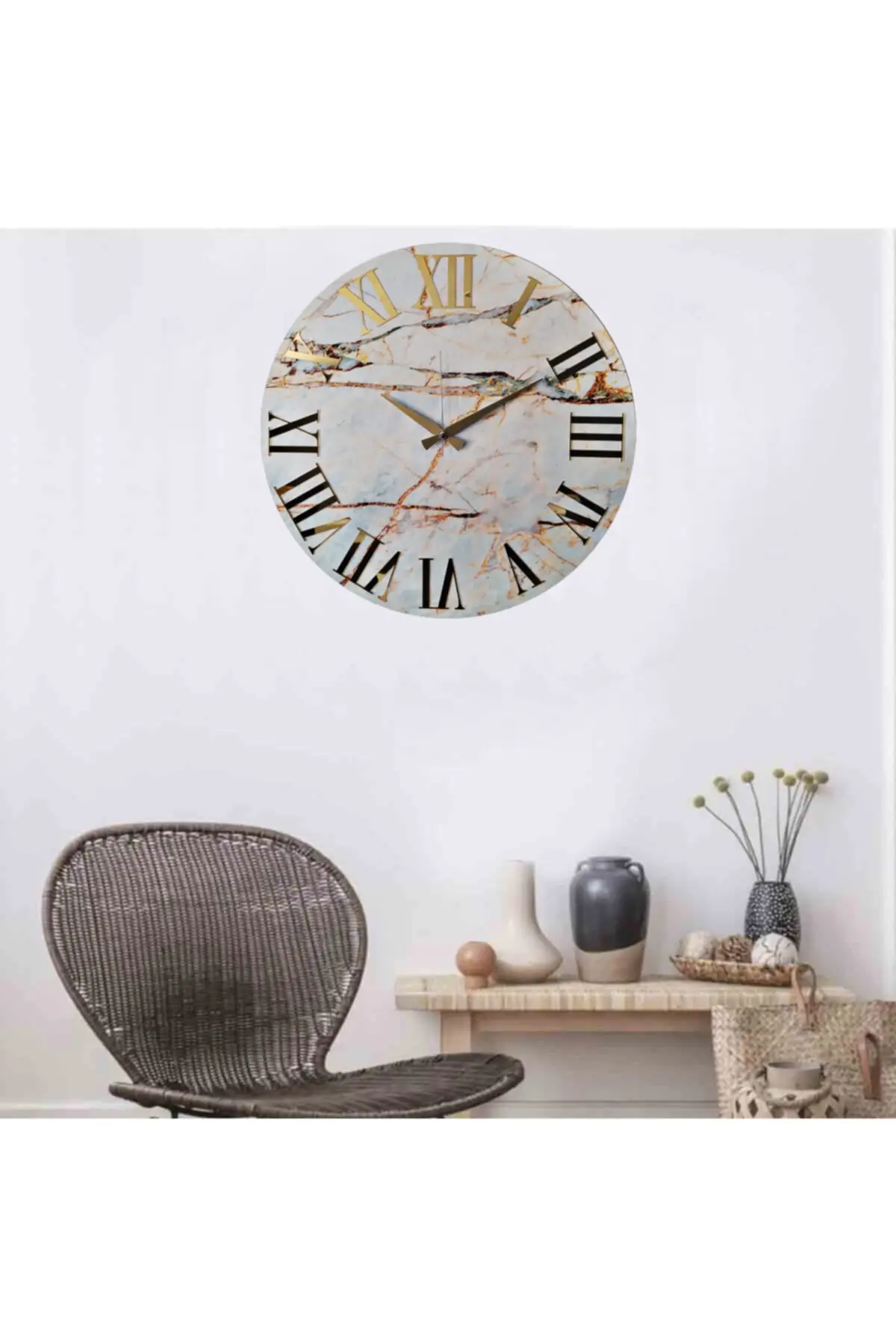 Marble Pattern Wooden Wall Clock