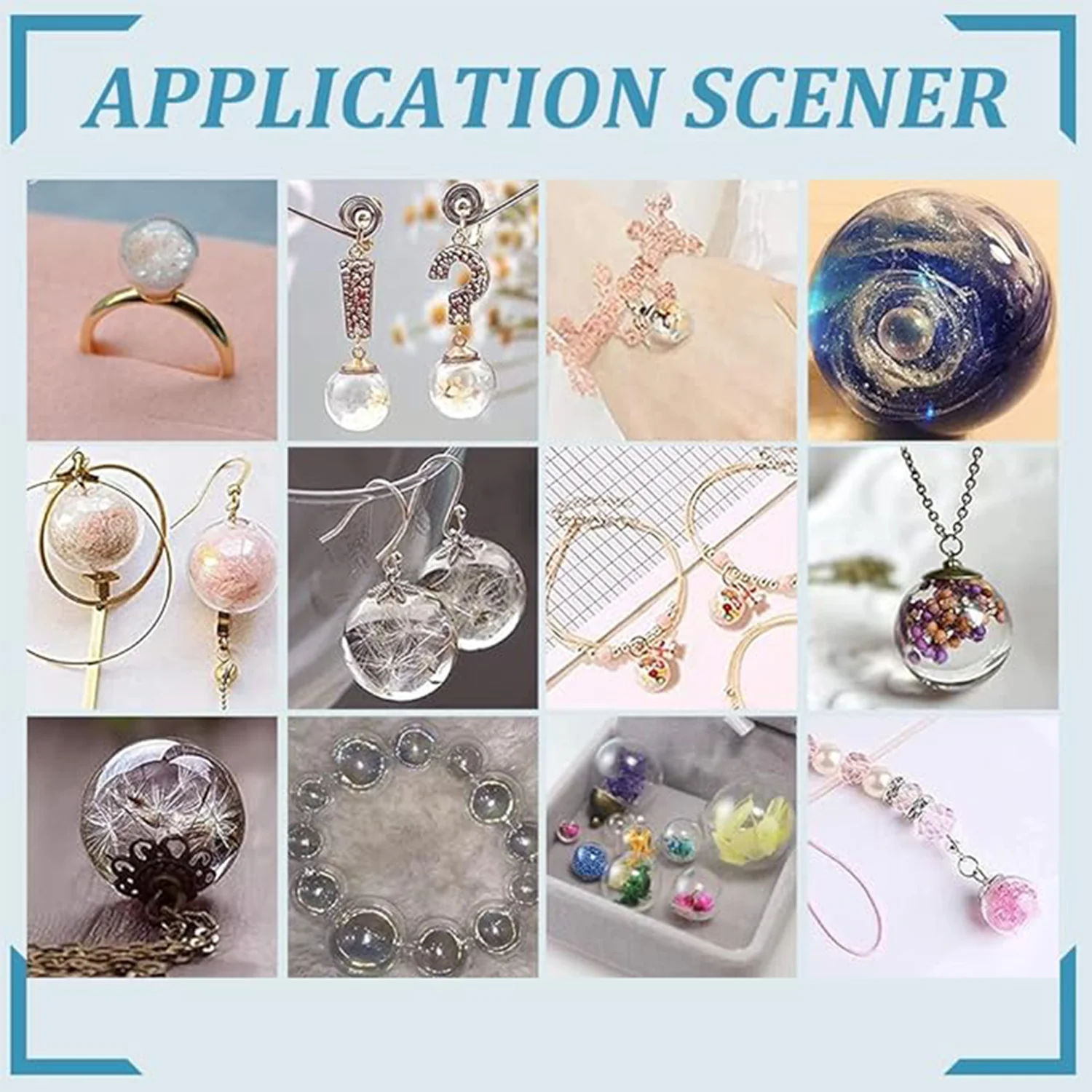 70pcs Mini Glass Ball Bottles Ball Wish Ball Spheres Planet Crystal Craft Bottle for UV Resin Dice Pendant Charms Earring Making