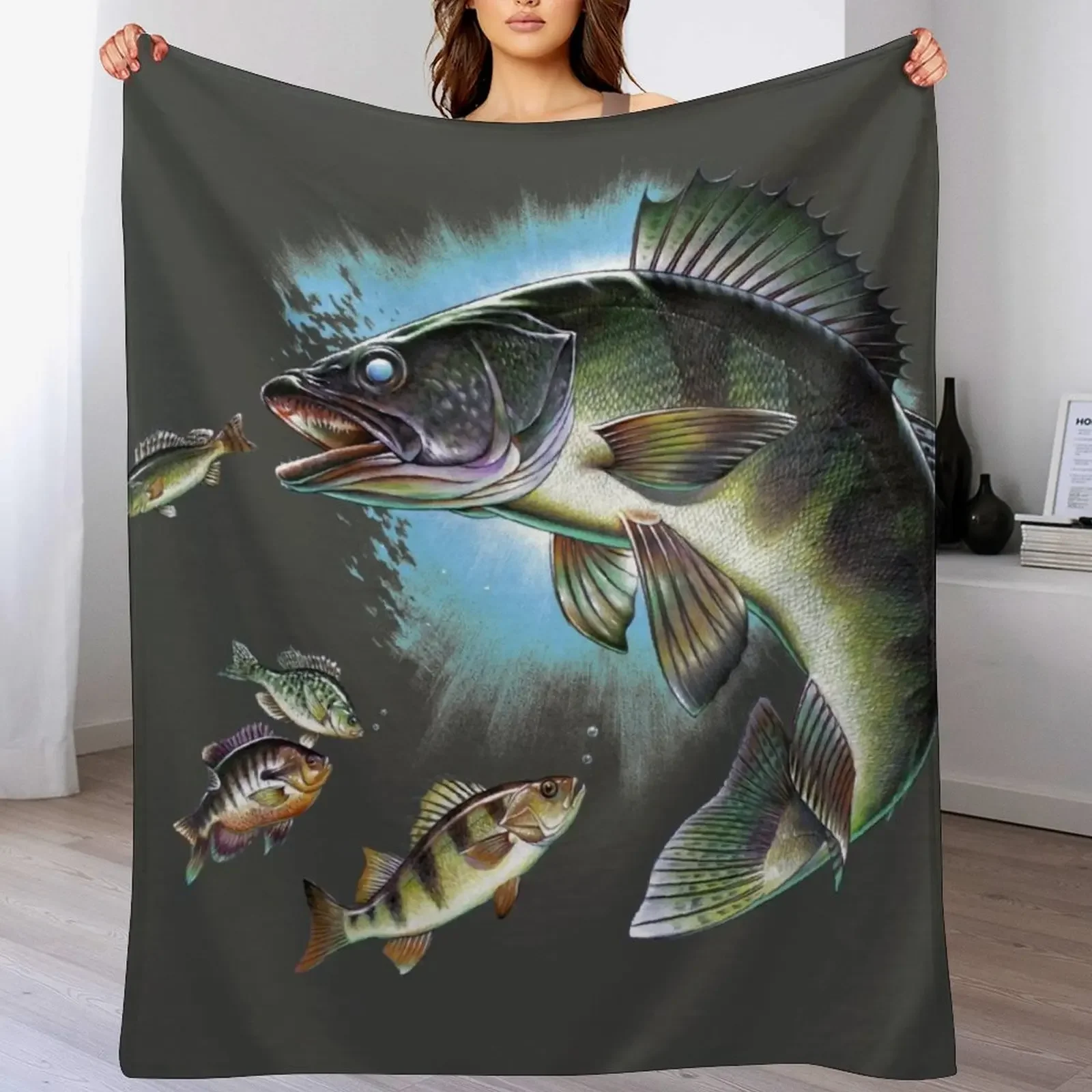 

Walleye Throw Blanket heavy to sleep Blankets For Bed Flannel Fabric for sofa Blankets