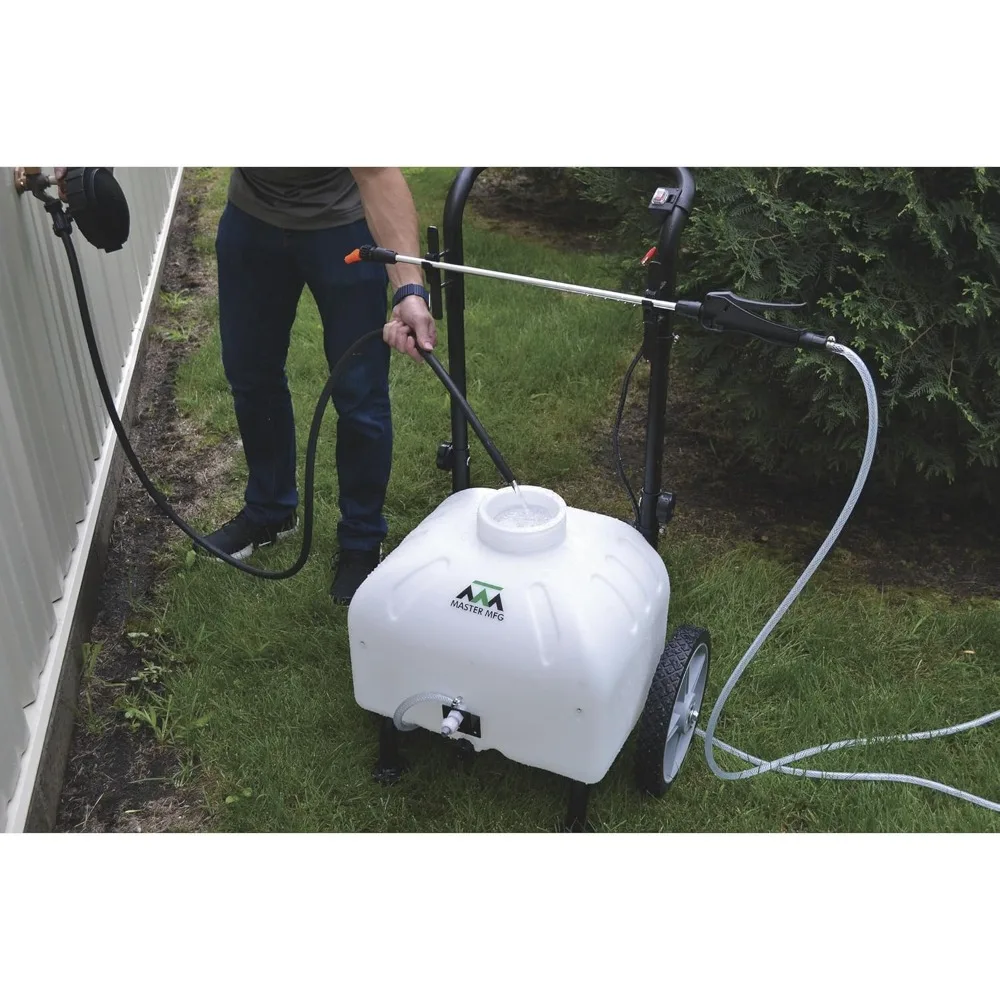 

9 Gallon Pull and Tow Sprayer Lithium-Ion Battery Powered 1.0 GPM 50 Feet Swath