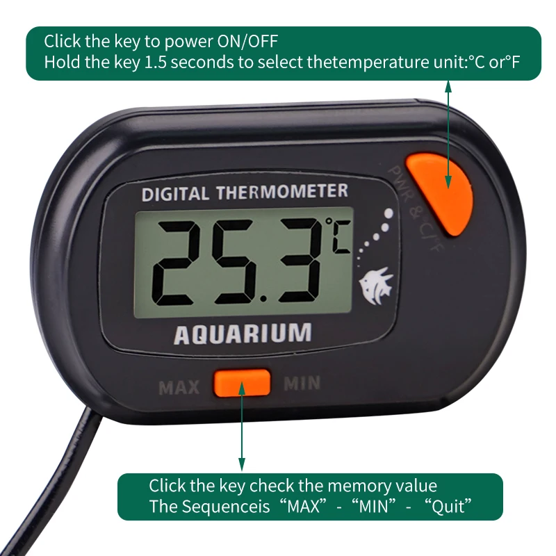 -50℃ - 70℃ Digital Aquarium Fish Tank Thermometer With Suction Cup Temperature Sensor Meter Tester Thermometer Measurement