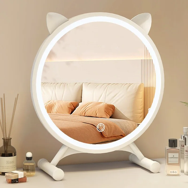 Desktop Smart Led Makeup Mirror with Light Home Bedroom Dressing Table Mirror Student Dormitory Desktop Dressing Mirror