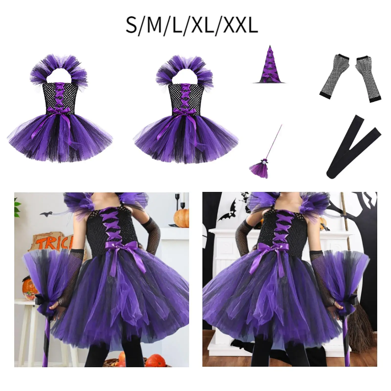 Purple Witch Costume for Girls Stage Performance Clothes Halloween Costumes