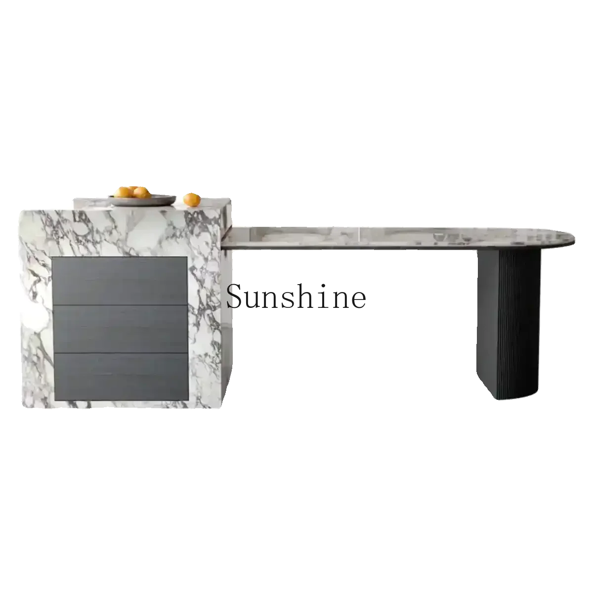 Rock slab island dining table integrated simple modern retractable French retro style marble table