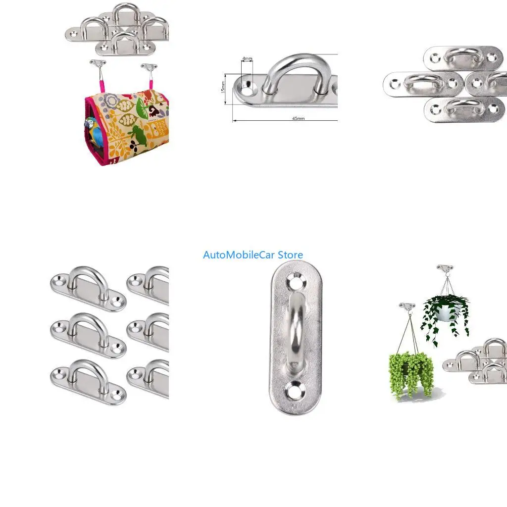 G8TE 6Pcs Universal Kayak Boat Deck Fixing Buckle 5mm Eye Plate Oblong Pad Hardware