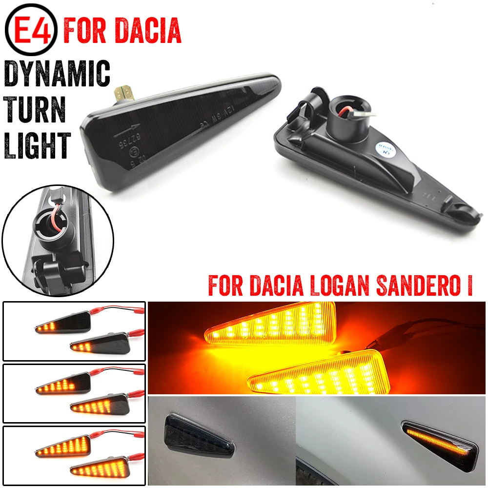 2X Dynamic LED Side Marker Light Turn Signal Blinker Lamp For Dacia Logan Sandero I For Renault Stepway Thalia 2008-2011