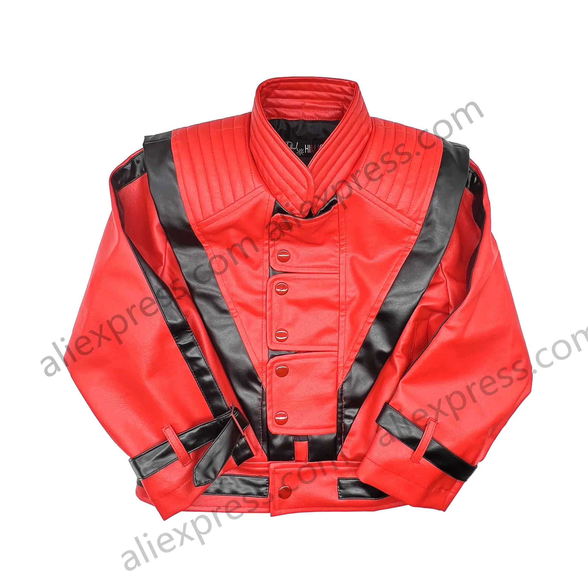 Michael Joseph Jackson Leather Red Thrilling Jacket, Suitable for 5-12 Year Boys Girls Kids ,Halloween Birthday Gift,