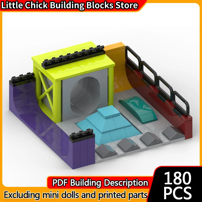 

City Street View Model MOC Building Bricks Small Skate Park Modular Technology Children Holiday Gifts Assemble Toys Suit