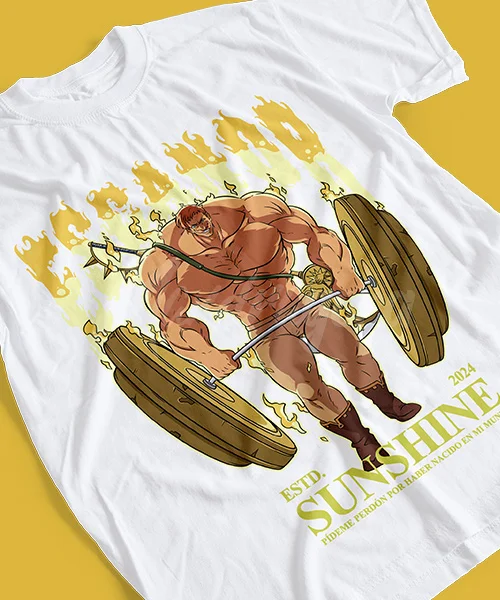 T-shirt For Anime Nanatsu no Taizai Escanor GYM Leon del Sol y El Poder del Orgullo