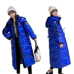 Veste matelassurera en coton brillant pour femme, version coréenne du genou haut, coton chaud, jxcoat, marée, hiver, nouveau