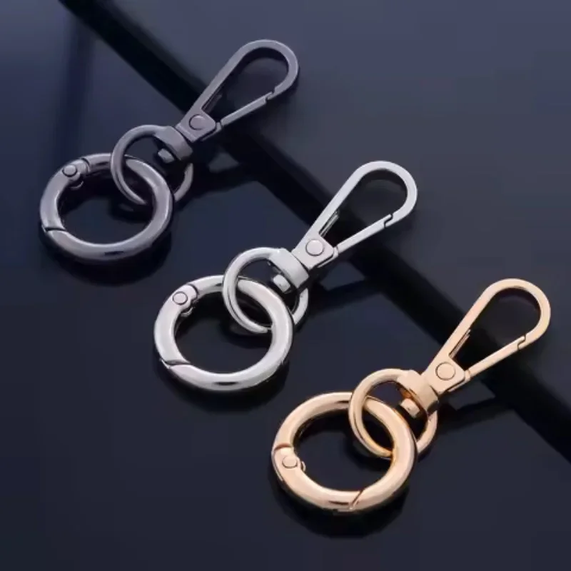 2 pcs Swivel Clasp Clip, Metal Swivel Snap Hooks, Double Opening Key Chain Clip with Key Ring for DIY Crafts Lanyard Making