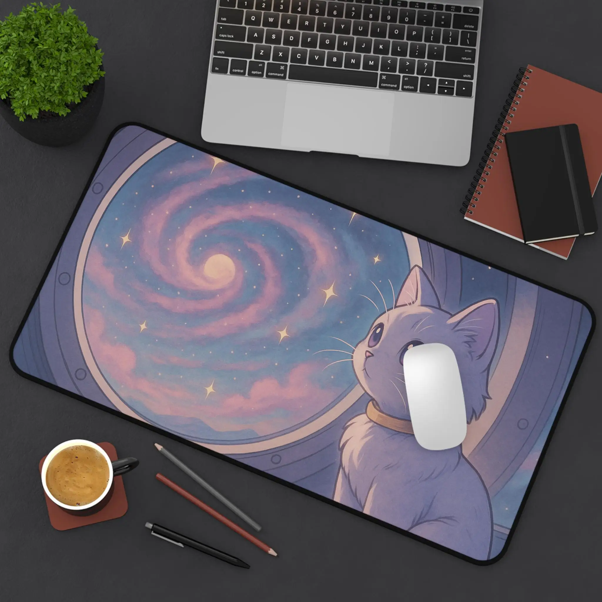 Cute Cosmic Cat Mouse Pads, Non-slip and Waterproof Gaming Mouse Pad, Office Decorative Desk Mat, Perfect Gift for Friends