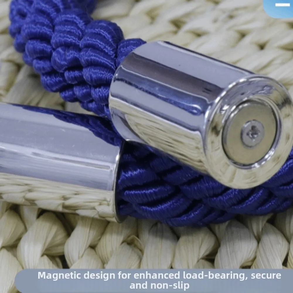 2Pcs Simple Braided Rope Curtain Tiebacks Strong Magnet Non Perforated Curtain Buckle Boho Elegant Curtain Strap Office