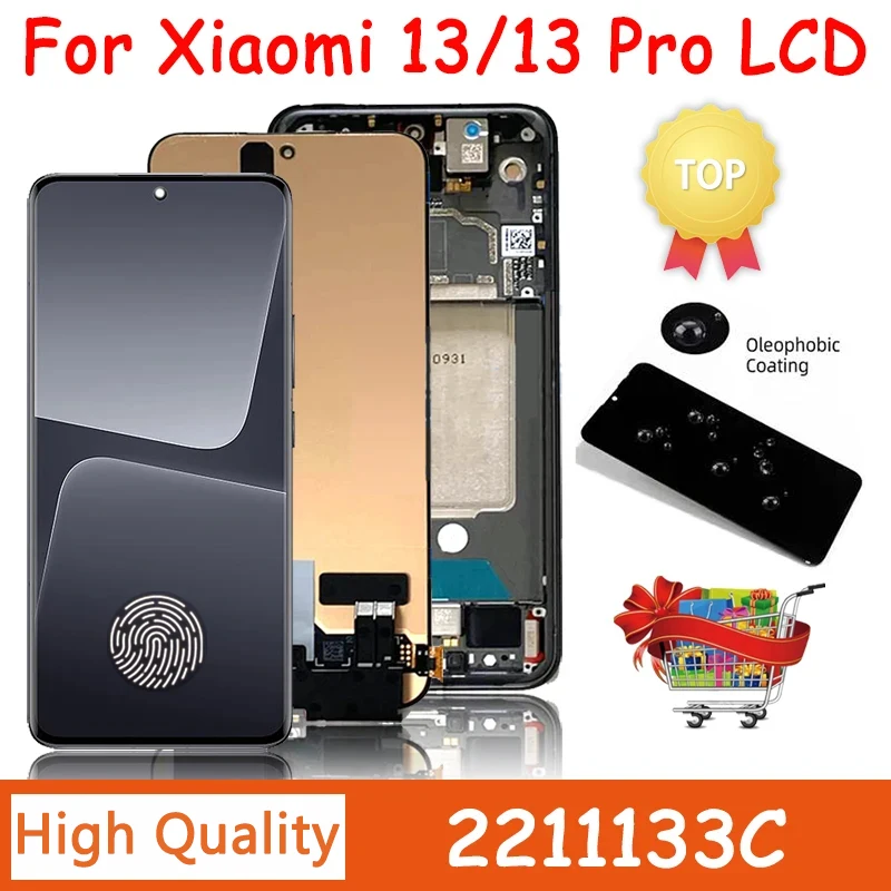 Super AMOLED For Xiaomi 13 13 Pro 2210132G 2210132C LCD Touch Screen Digitizer For Mi 13 13 Pro 2211133C 2211133G LCD Frame