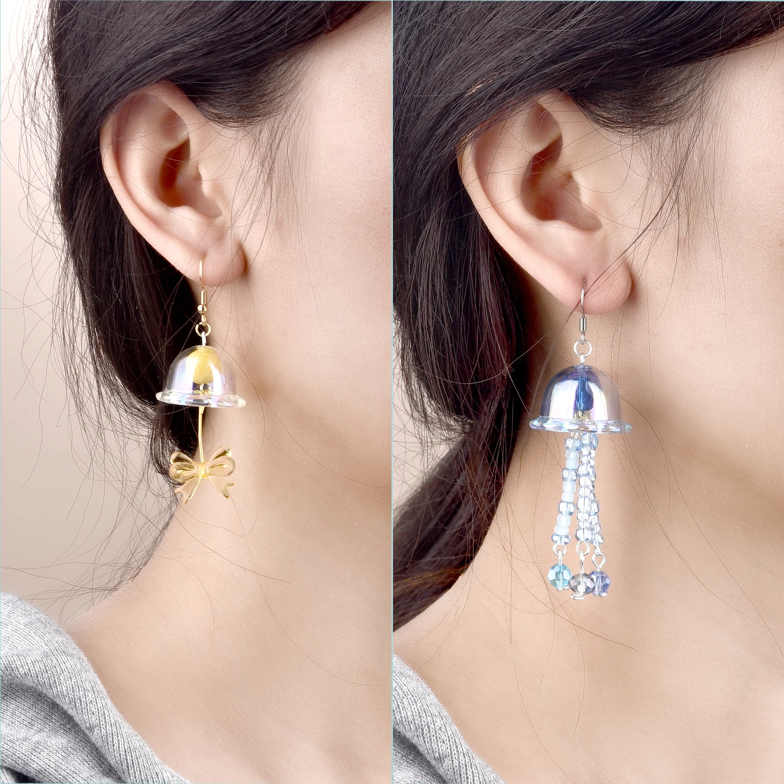 Glitter Wind Bell Spacer Jellyfish Beads Earrings Bracelet DIY Decoration Phone Chain Jewelry Making Accessories Handmade Charms