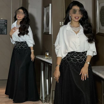 맞춤형 Mesprit 간단한 고품질 v 넥 A 라인 공식 행사 가운 구슬 바닥 길이 Charmeuse