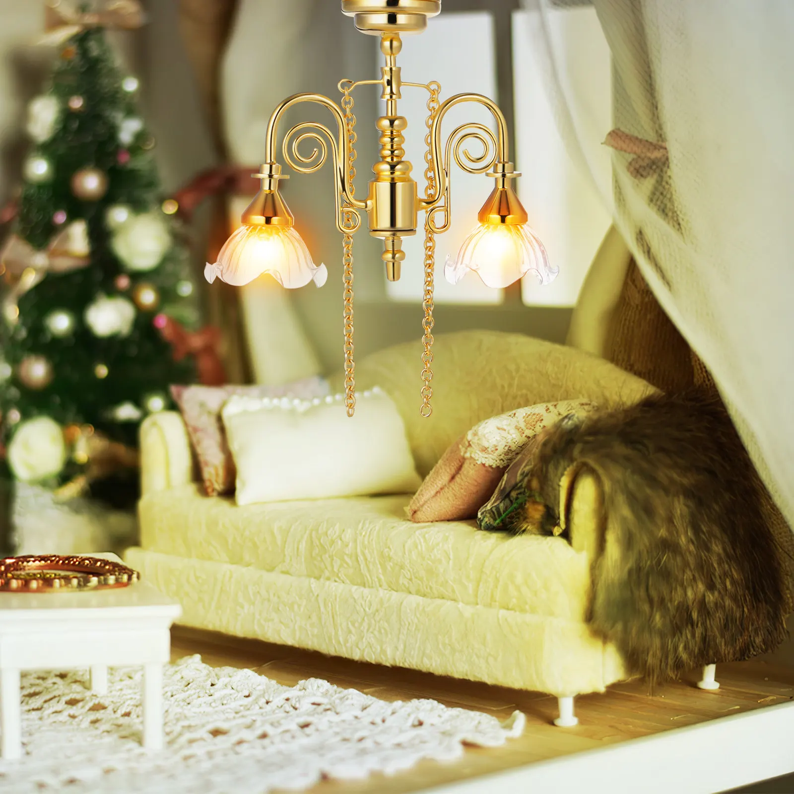 

Working LED Miniature Lamp for Dollhouse Vintage Design Soft Illumination Magnetic Attachment Realistic Effect Mini Furniture