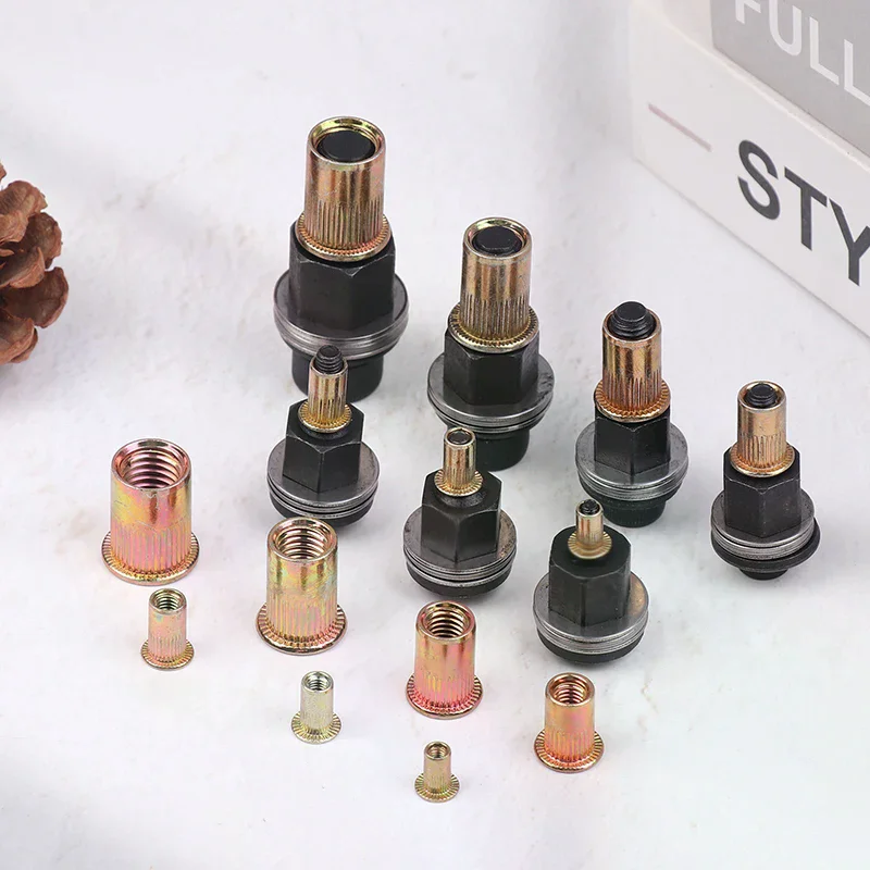 10 Buah Set Alat Rivet Nut Manual Kit Riveter Dengan Kepala Nut M3-12 Untuk Perbaikan DIY Instalasi, Aksesori Mudah Digunakan
