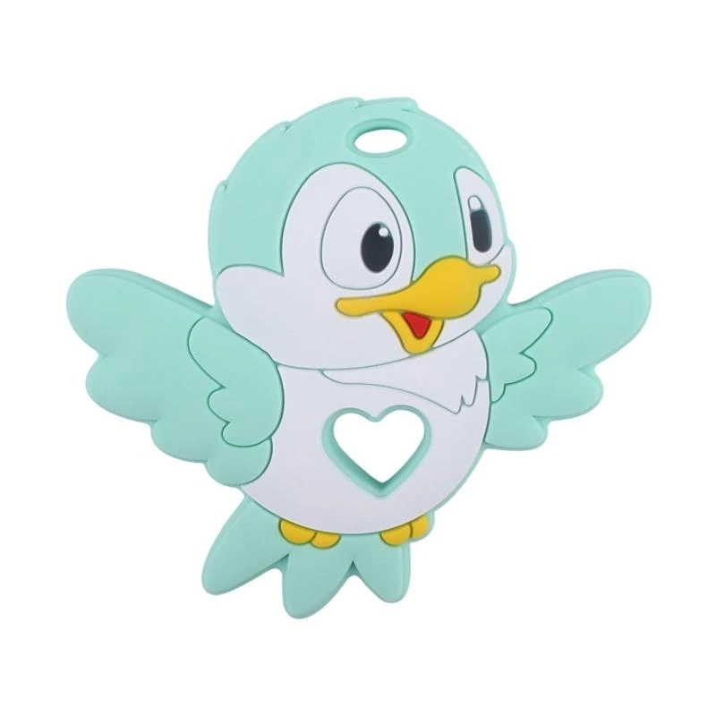 

J15U Cartoon Bird Silicone Teether Animal Molar Toy Pacifier Chain Supplies for Baby Girls Boys Gum Massager Toy