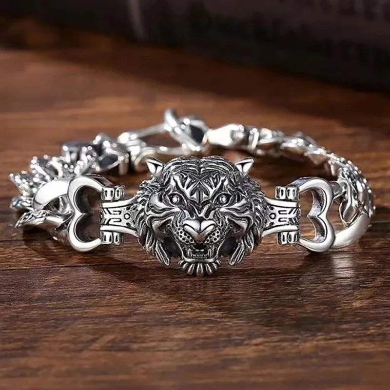 Trendy Domineering Viking Celtic Tiger Head Bracelet for Men Women Hip Hop Punk Jewelry Holiday Gift