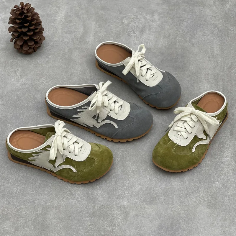 

Женские мюли GKTINOO: летние слипоны на платформе из натуральной кожи, с круглым носком, без задника, в стиле лоферов/сабо