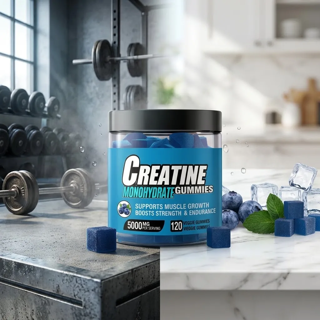 Creatine Monohydrate Gummies 5000mg Muscle Growth Strength & Endurance Booster Energy Supplement Blueberry Flavor 120 Veg Gummie