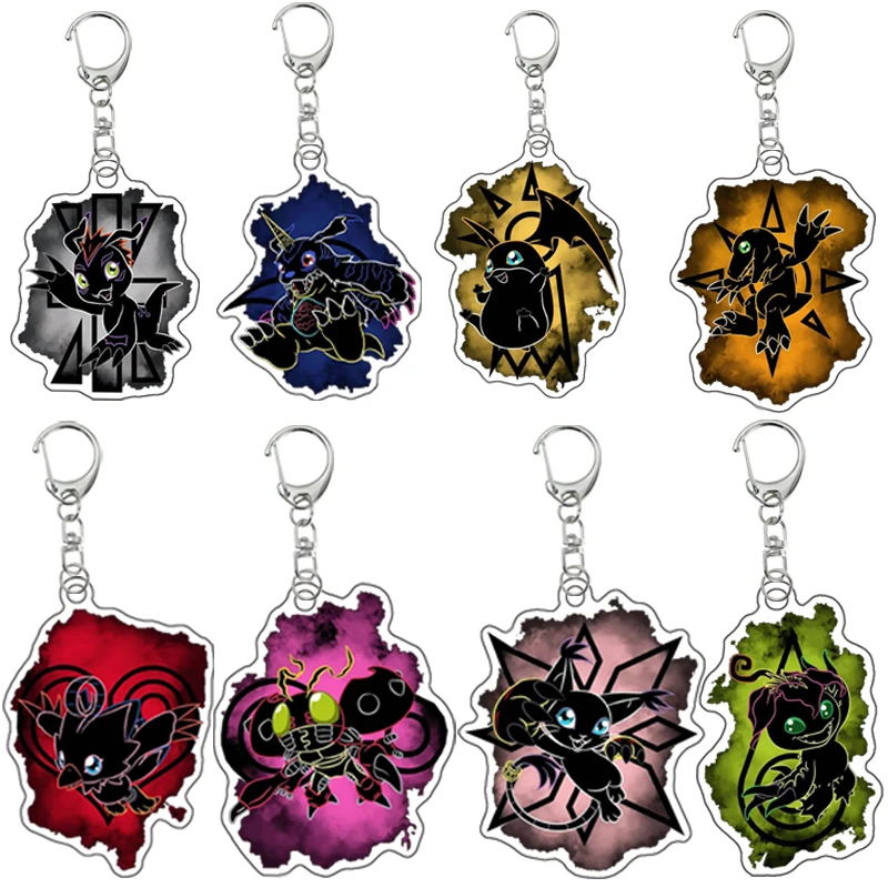 Llaveros de Anime Digimon Adventure Agumon Piyomon Gabumon Gomamon Tailmon Diy figuras de juguete de acción acrílicas juego colección colgante