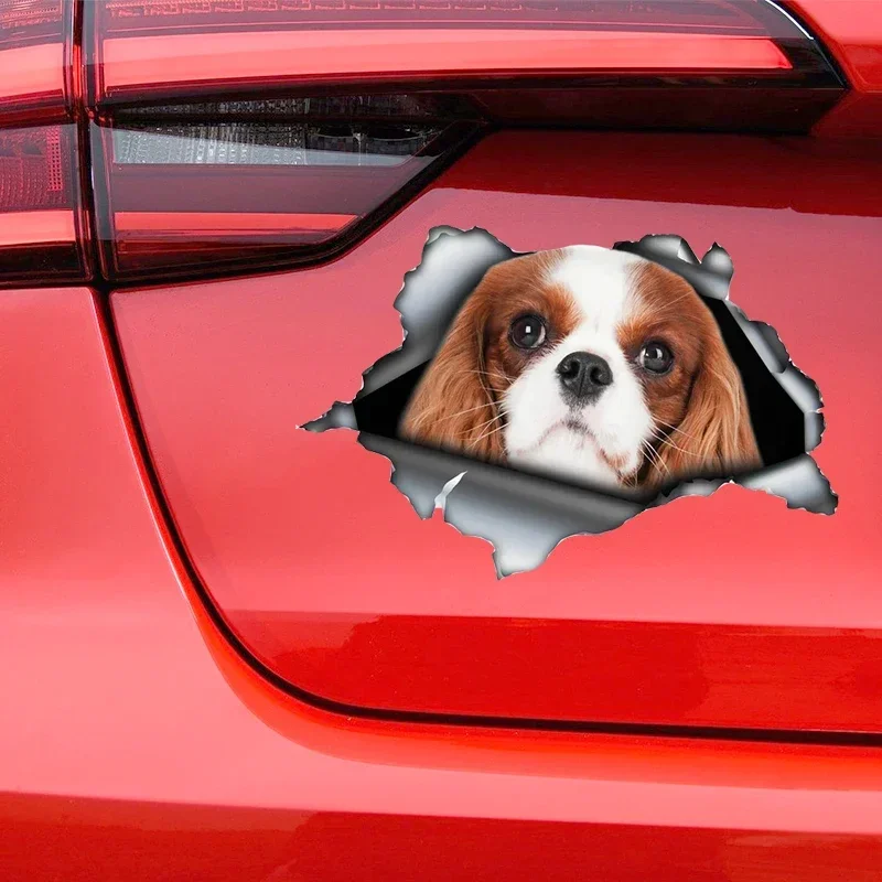 Red Cavalier King Dog Self-adhesive Decal Car Sticker Waterproof Auto Decors on Bumper Rear Window Laptop