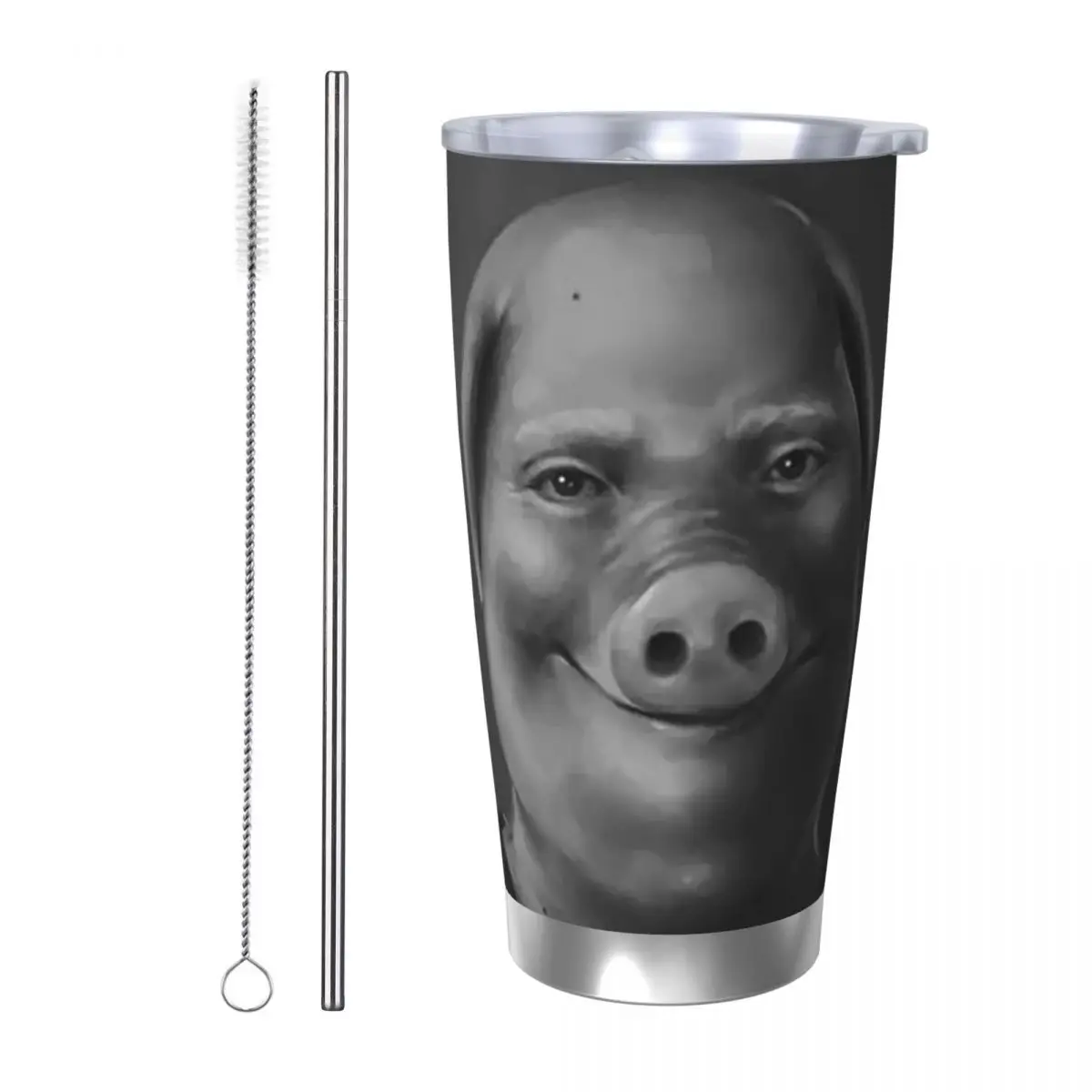 

John Pork Stainless Steel Tumbler Vacuum Insulated Mug Thermal Cold Cup Straw With Lid 20oz