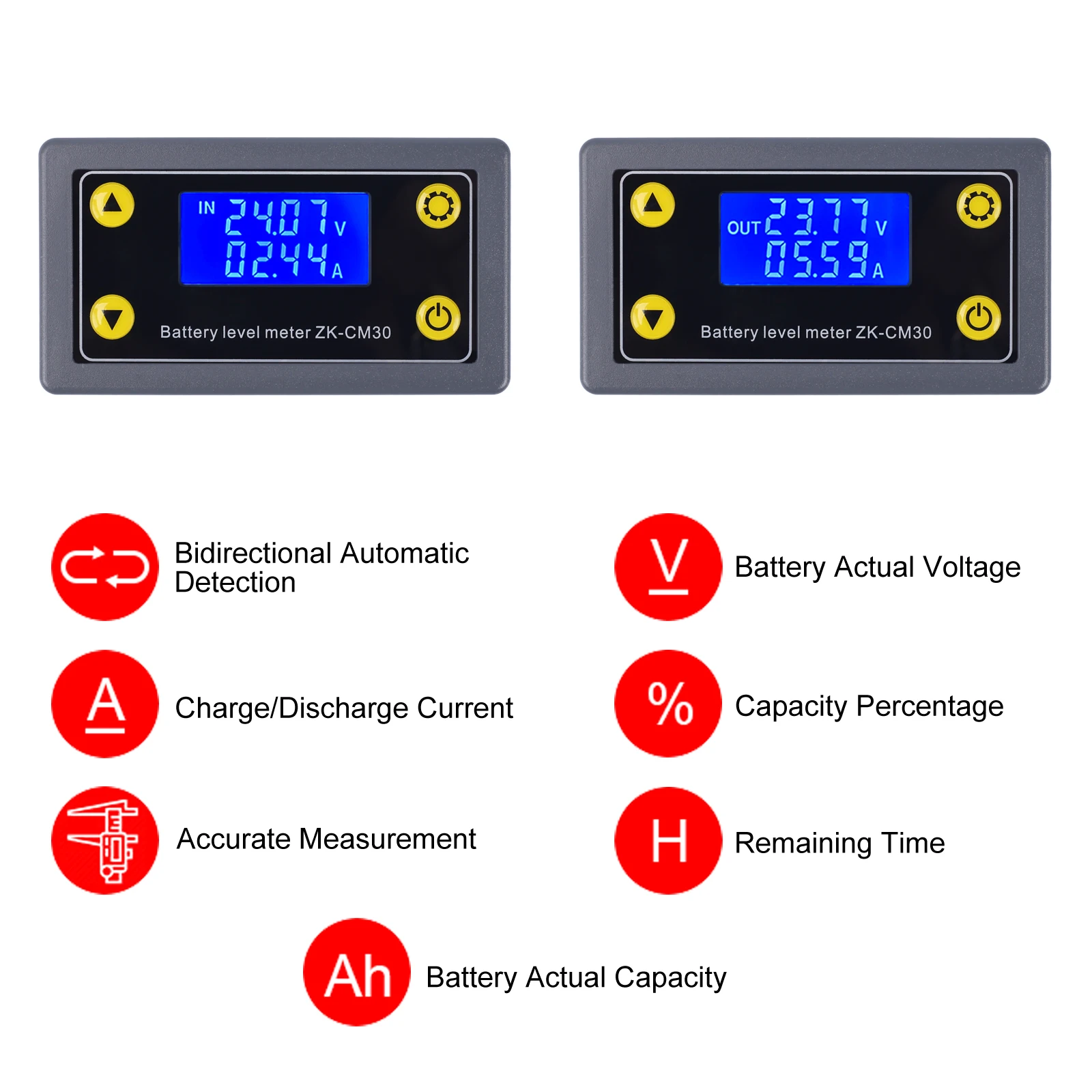 Coulometer Battery Voltage Monitor Lead-acid Capacity Coulomb Meter 30A Charge Discharge Protection Controller 6-60V LCD Display