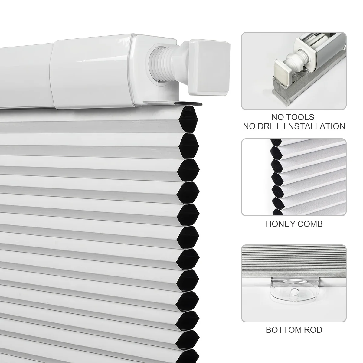 맞춤형 사이즈 셀룰러 쉐이드 블랙아웃 코드리스 창문 블라인드 도구 필요 없는 커튼 허니컴 블라인드 창문 쉐이드 방용 가정용
