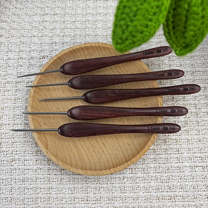 Jinlan Bali Dalbergia alça gancho de crochê DIY ferramenta de tecelagem artesanal, puro polido à mão, design ergonômico, tecelagem suave, effor