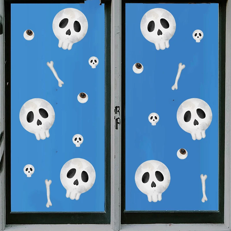 1szt/2szt/3szt Usuwalna naklejka ścienna Halloween Cartoon Skull Mini Skull Eyes Naklejki na okno Halloween Party Home Decor Naklejka ścienna