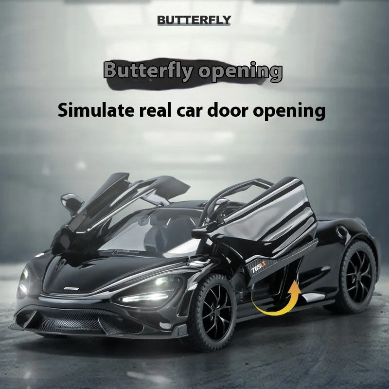 1:32 Mclaren 765LT Supercar Series Metal Alloy Diecast Model Car Sound And Light Mini GT High Quality Decorative Trendy Ornament