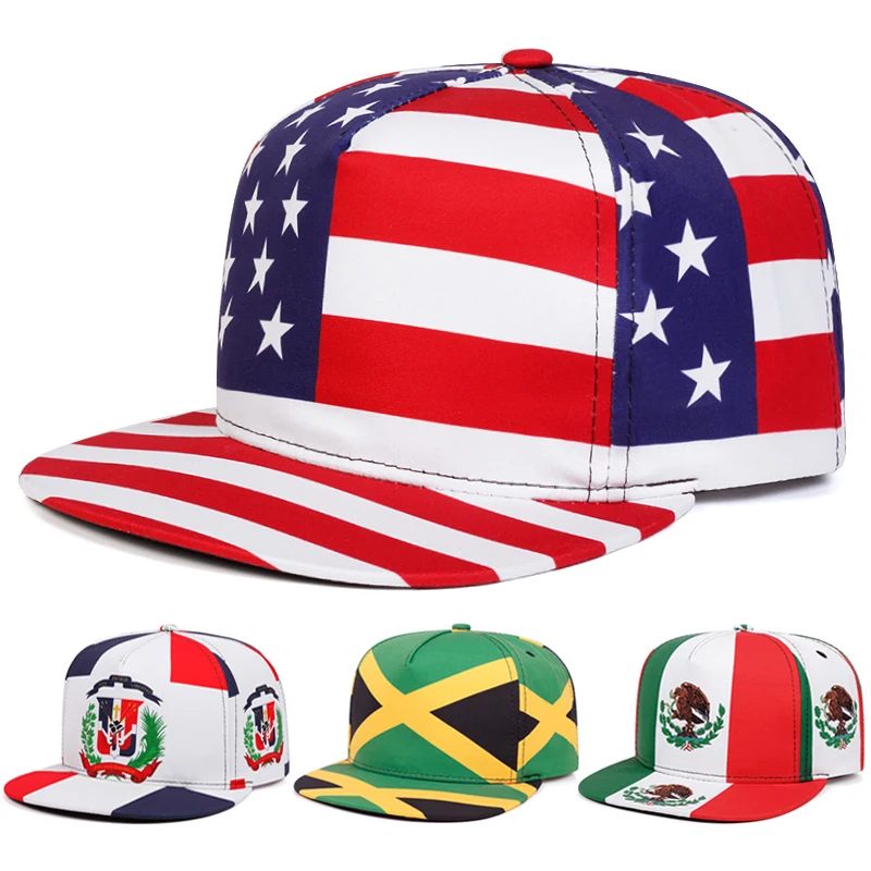 2025 moda nuevo sombrero de ala plana bandera nacional impreso calle Hip Hop sombrero monopatín sombrero ocio sombrilla gorra de béisbol Unisex