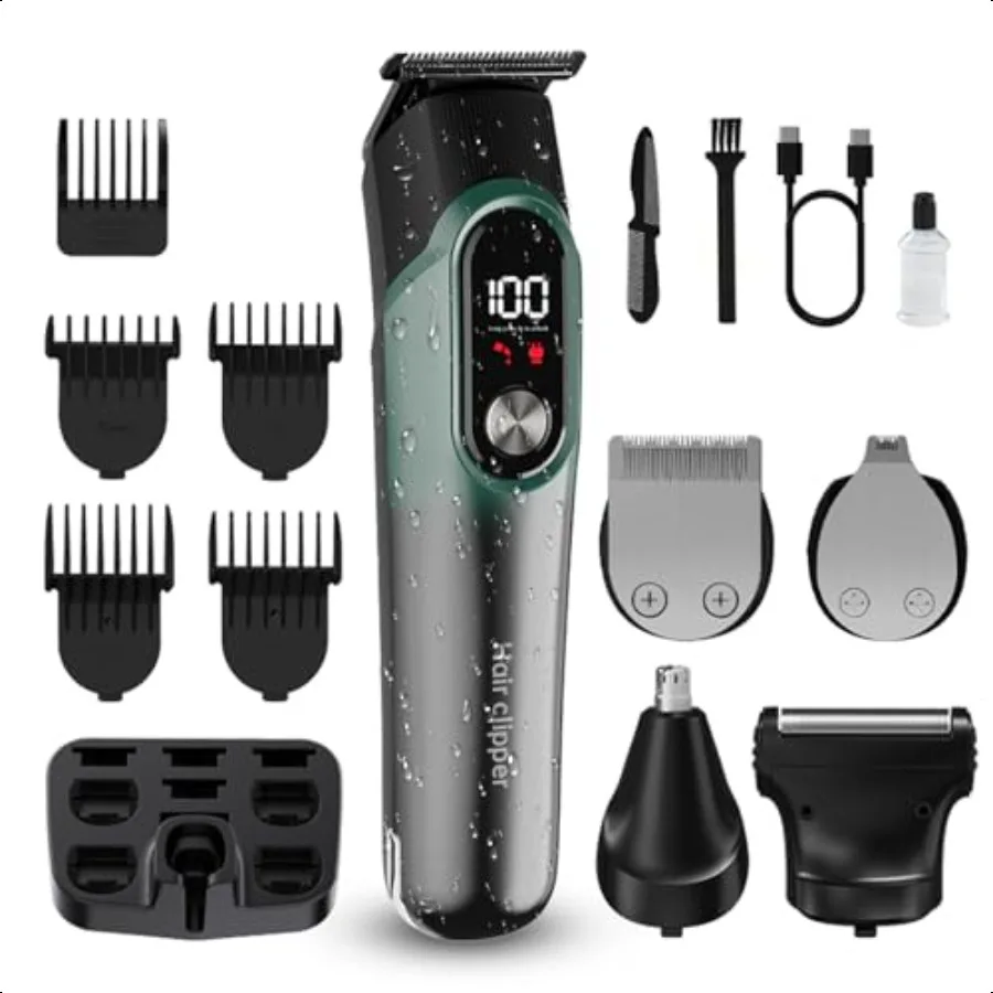 

Beard Trimmer for Men Hair Clippers for Men 5 in 1 Grooming Shaving Kit for Face Mustache Body Ear Nose Waterproof Cordl Barber