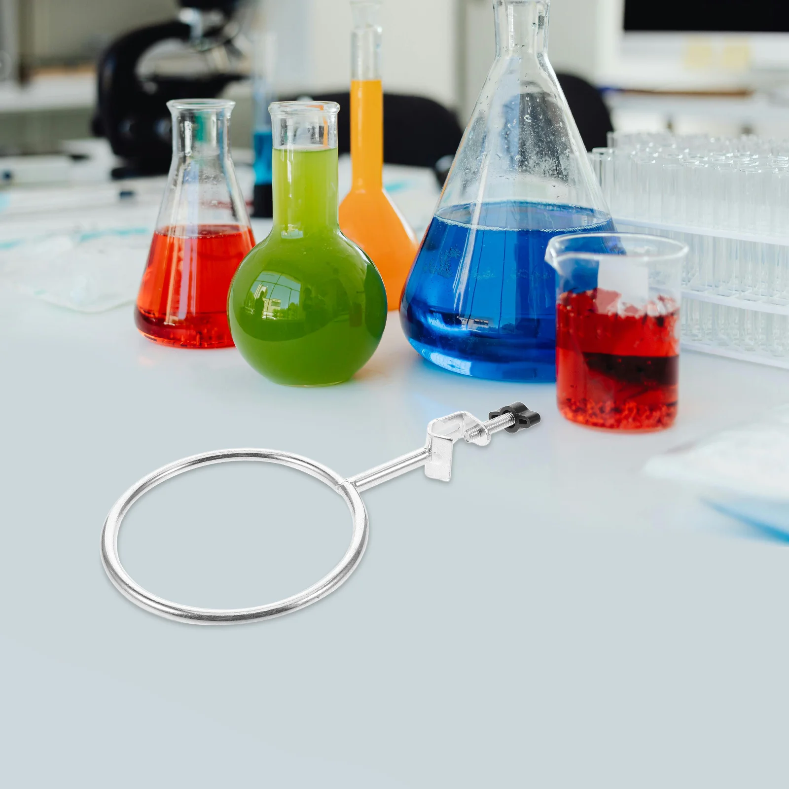 1 قطعة حامل حديد لمعدات المختبرات مع حلقات الحديد أنبوب اختبار كوب قارورة حامل المشبك مختبر الكيمياء دعم معوجة حامل