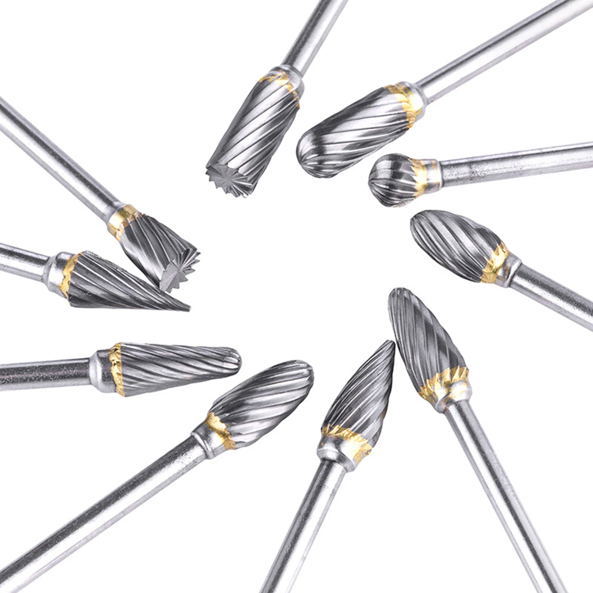 Forets en carbure de tungstène pour sculpture sur pierre et bois, 20 pièces, fraises rotatives pour sculpture, outils torsadés à Double coupe pour Dremel rotatif