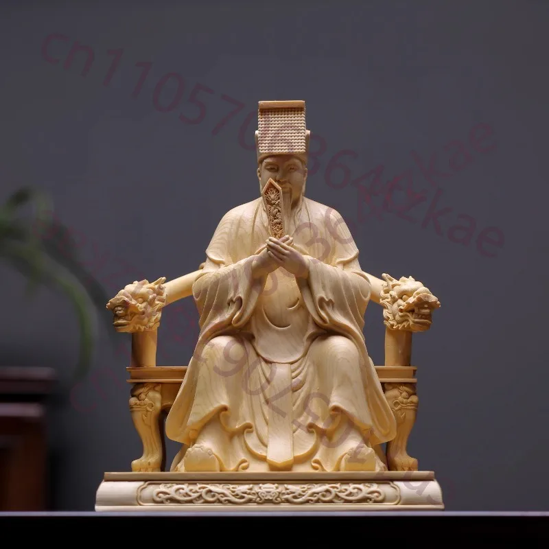 

Статуэтка императора-бога из натурального дерева с резьбой по нефриту, китайская народная скульптура для домашнего алтаря, декоративное украшение по фэн-шуй