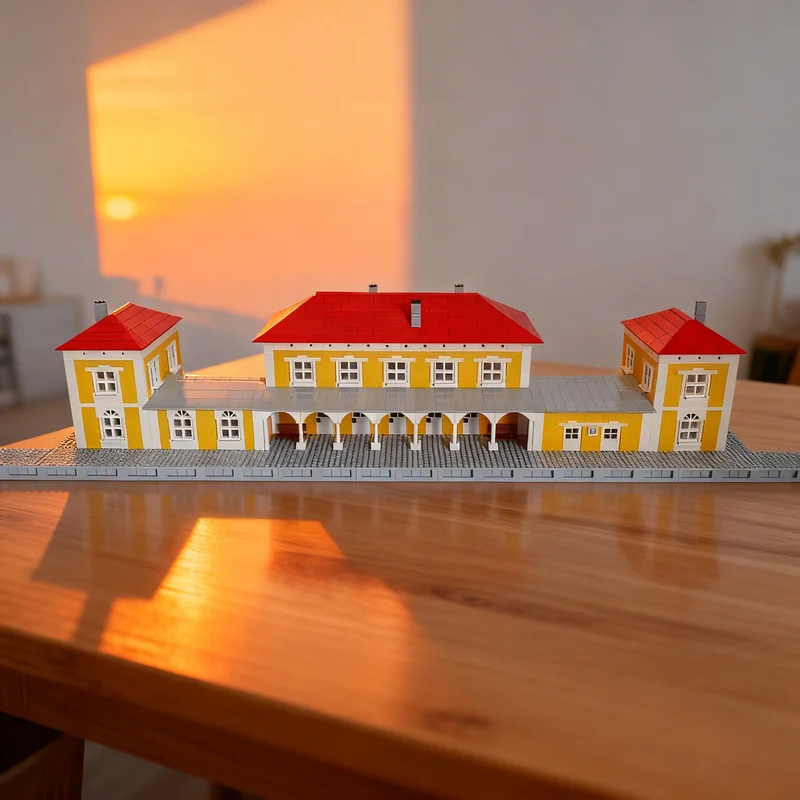

4711pcs MOC Trainstation Feldafing Yellow Train Model Building Blocks Toy Gift Creative Display Collectible Desk Premium Adult