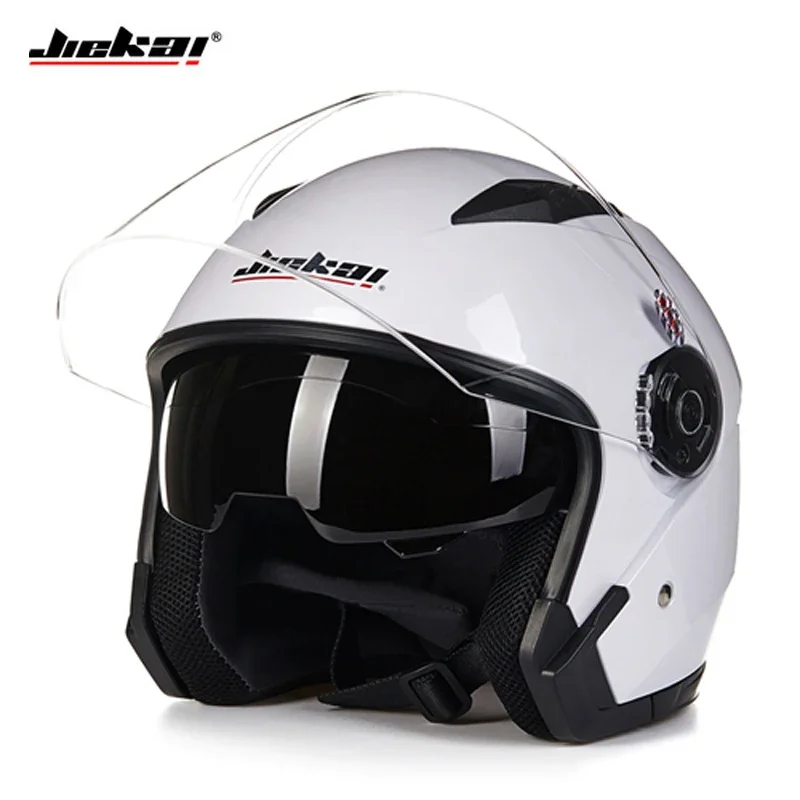 

JIEKAI Dual Lens Motorcycle Open Face Helmet Capacete Para Motocicleta Cascos Para Moto Racing Motorcross Vintage 3/4 Helmets