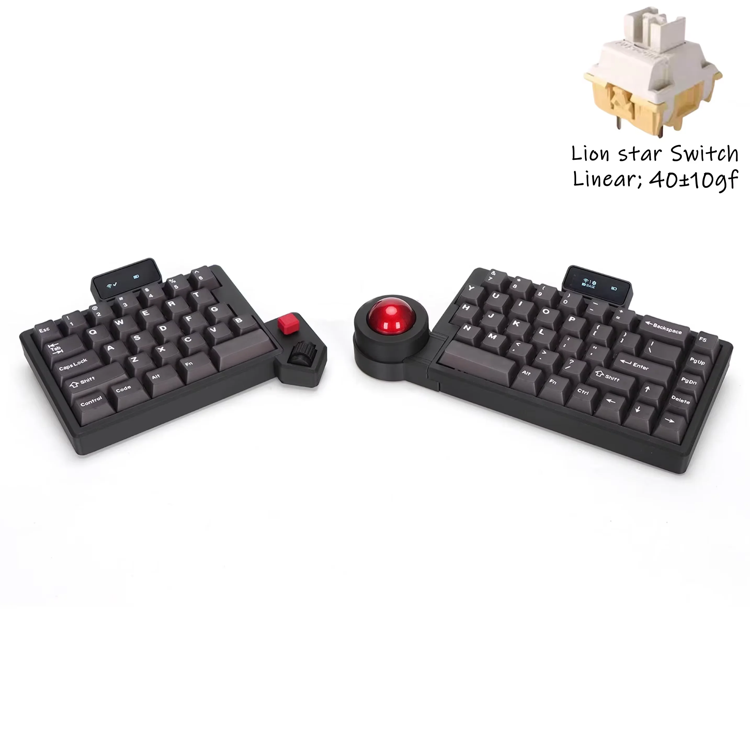 オフセットキー分割キーボード、トラックボール付きデュアルモード有線