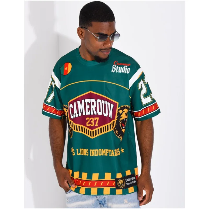2026 Sommer Kamerun Atmungsaktives Lions Fußball-Fan-Trikot Unisex O-Ausschnitt Kurzarm Streetwear Sport T-Shirt