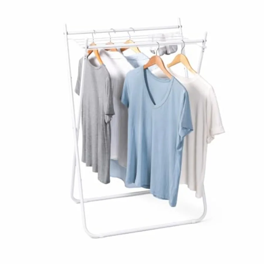 

Collapsible Metal Clothes Drying Rack, Foldable Laundry Rack Holds 40 lbs, Hanger-Friendly Design with Non-Skid Feet, Space-Sav