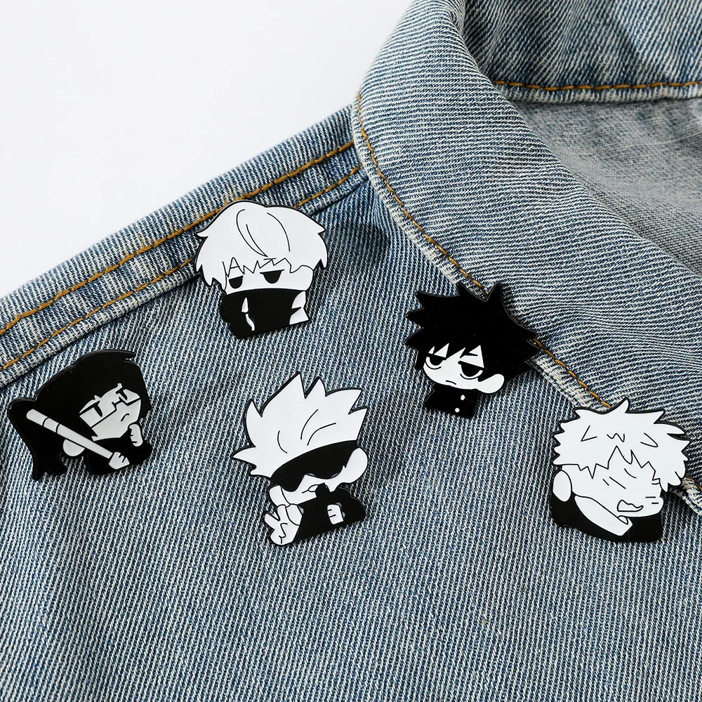 5 Pcs Anime Jujutsu Kaisen Enamel Pins Cute Satoru Gojo Geto Suguru Cartoon Ladies Brooch Boys Shirt Badge Hat Pin Gift Friends