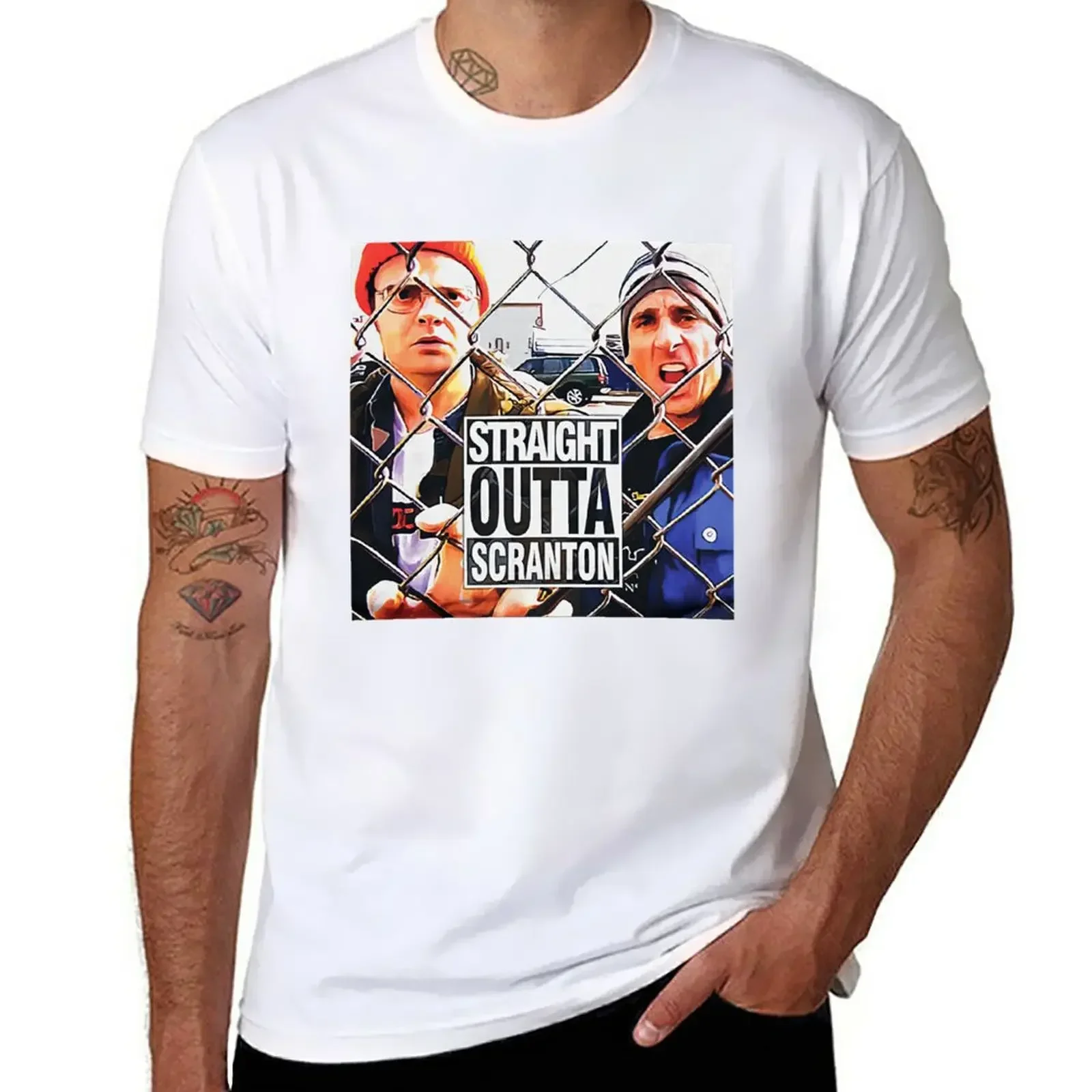 Straight outta scranton T-Shirt blue archive Blouse street wear shirts graphic tees men graphic t shirts