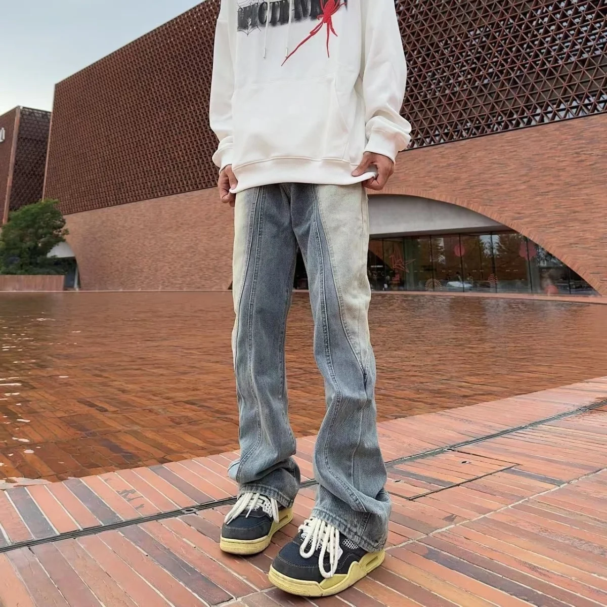 

Ретро джинсы прямого кроя в американском стиле, свободные, унисекс, молодежные, модные, из смесового хлопка и полиэстера