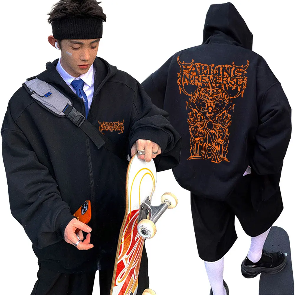 

Hot Sale Rock Band Falling in Reverse Zipper Hoodie Male Casual Oversized Zip Up Jacket Men Women Fashion Vintage Hoodies Coat
