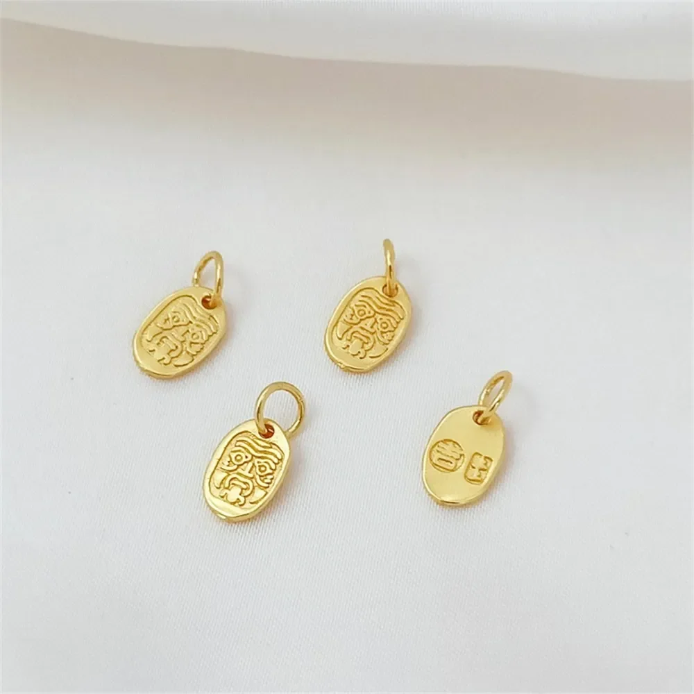 Petit éléphant plaqué or 24 carats, sac d'argent rond avec personnage «Fu», lingot, cloche de Fortune, petite goutte coulissante, pendentif de bijoux à faire soi-même