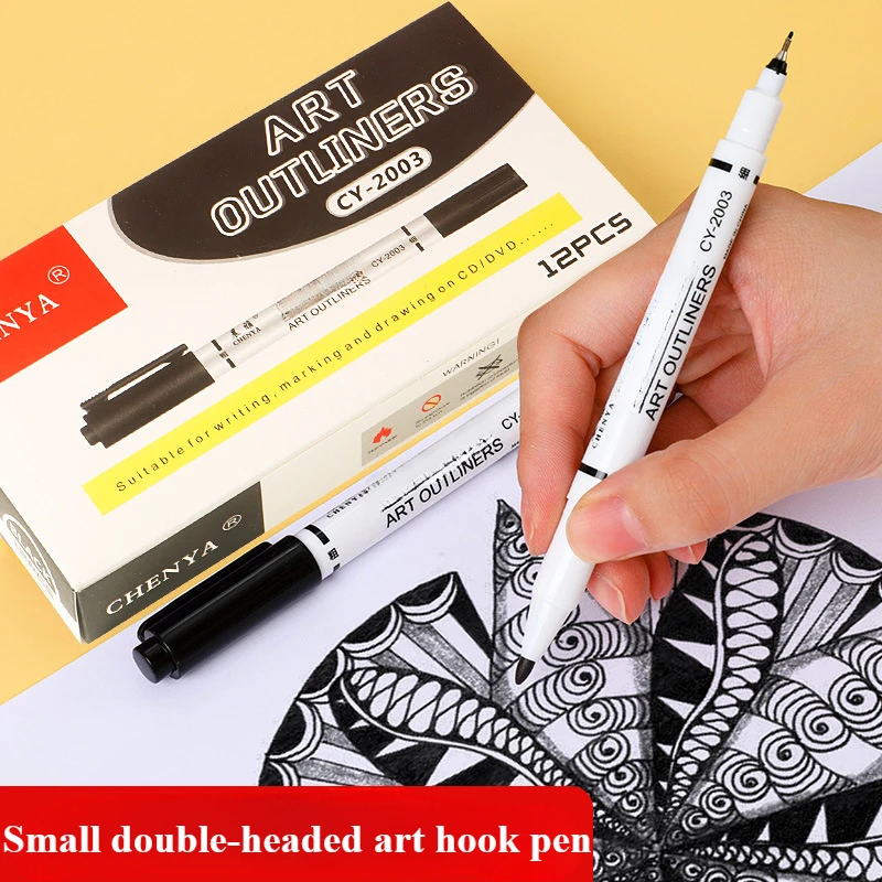 6/12Pcs Permanent Marker Set Highlighter Outline For Art Oilbased Marker Pen Quick Drying Black Ink